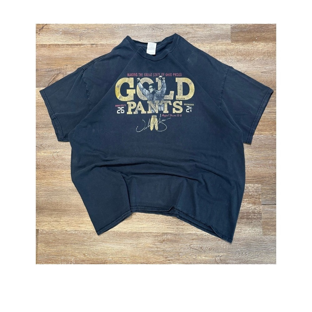 Ohio State Gold Pants 2012 Perfect Season T Shirt Mens 2XL Black Gildan OSU